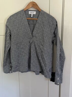 Derek Lam 10 Crosby Grey Textured Dot Popover